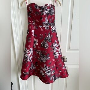AKIRA Red Strapless Fit and Flare Dress